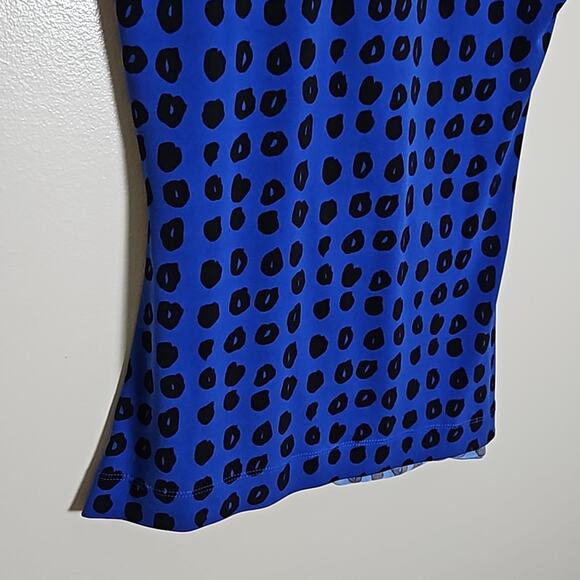 Chaus New York Blue Black Wrap Sleeveless Blouse Sz Small - Picture 8 of 11
